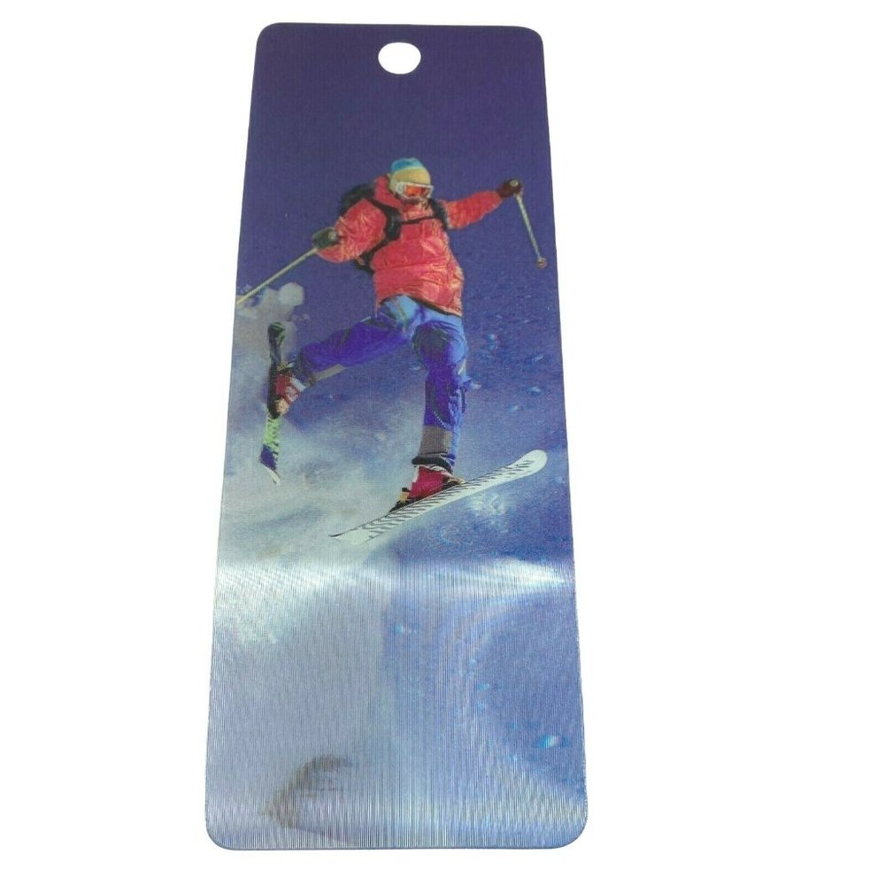 3-D Lenticular Bookmark‎ Skier Skiing Sports Winter Extreme Snow Plastic 3D